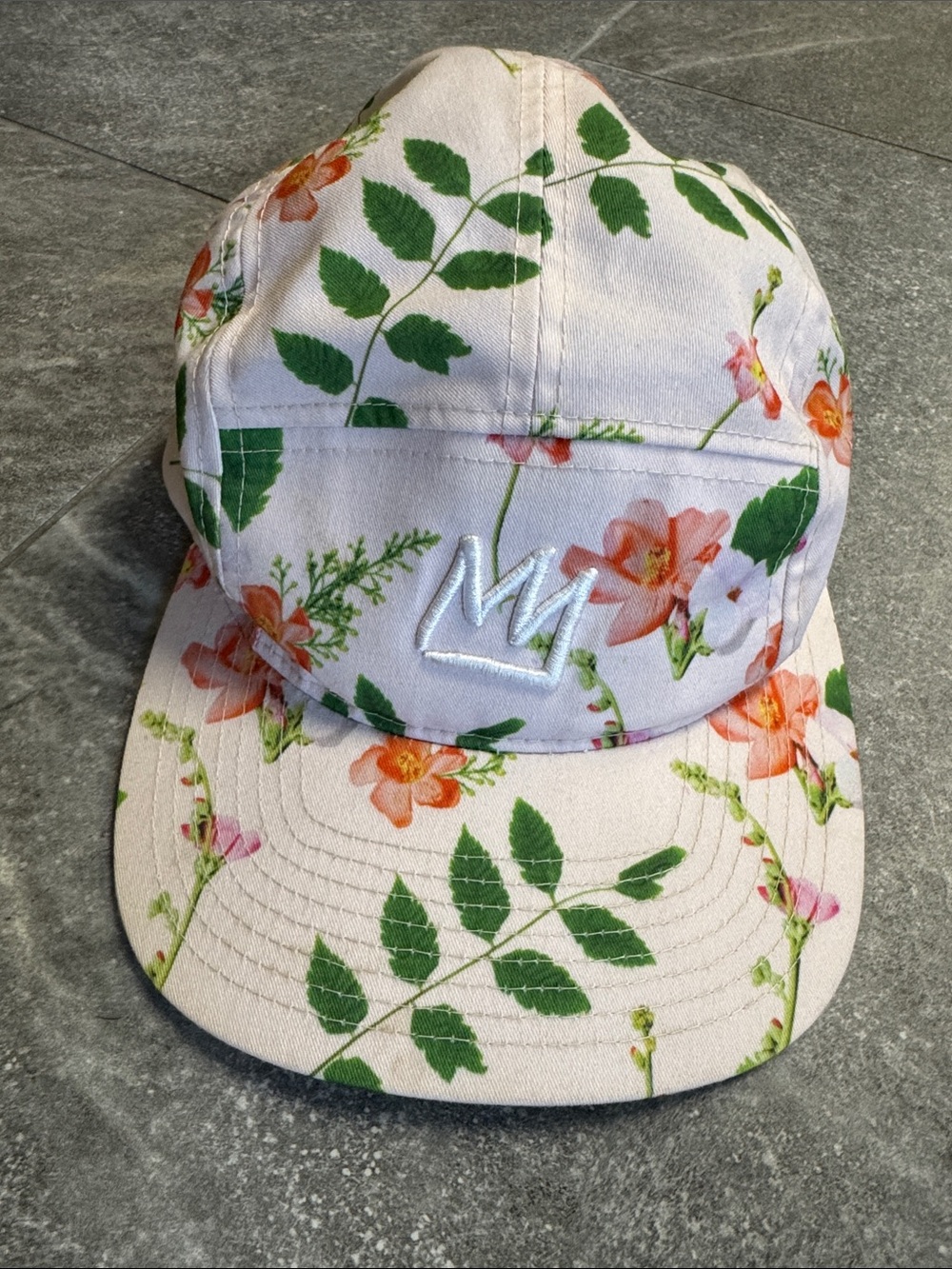 Mammoth Mountain Floral Embroidered Crown Cap in Soft Pink